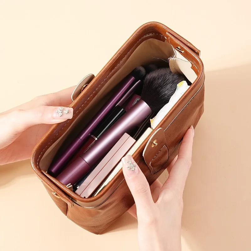 빈티지 PU 가죽 고급 화장품 가방 대용량 메이크업 브 - Luxury Skincare Accessories 리뷰 및 가격